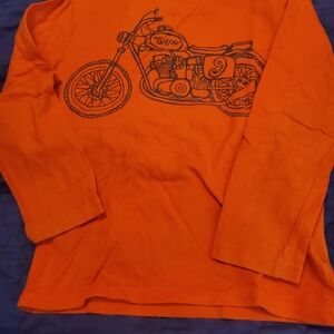 GAP Orange Kids Long Sleeve Tee with Motorcycle Graphic- Ink Mark As Shown.